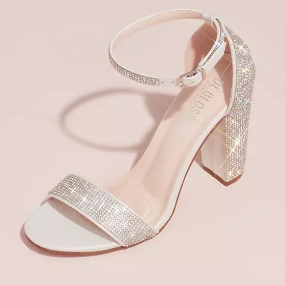 NWT DB Studio David’s Bridal Crystal Block Heel Sandals Size 7.5 Wedding Bridal - Picture 2 of 10